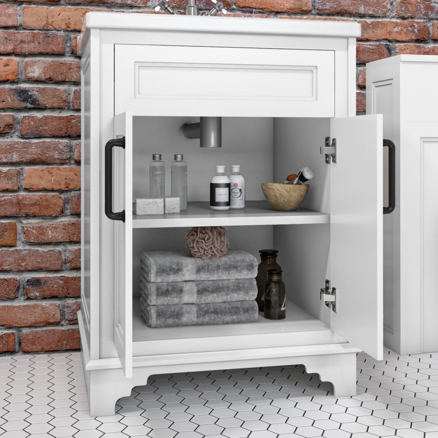 Grade A2 - 600mm White Freestanding Vanity Unit with Basin - Camden