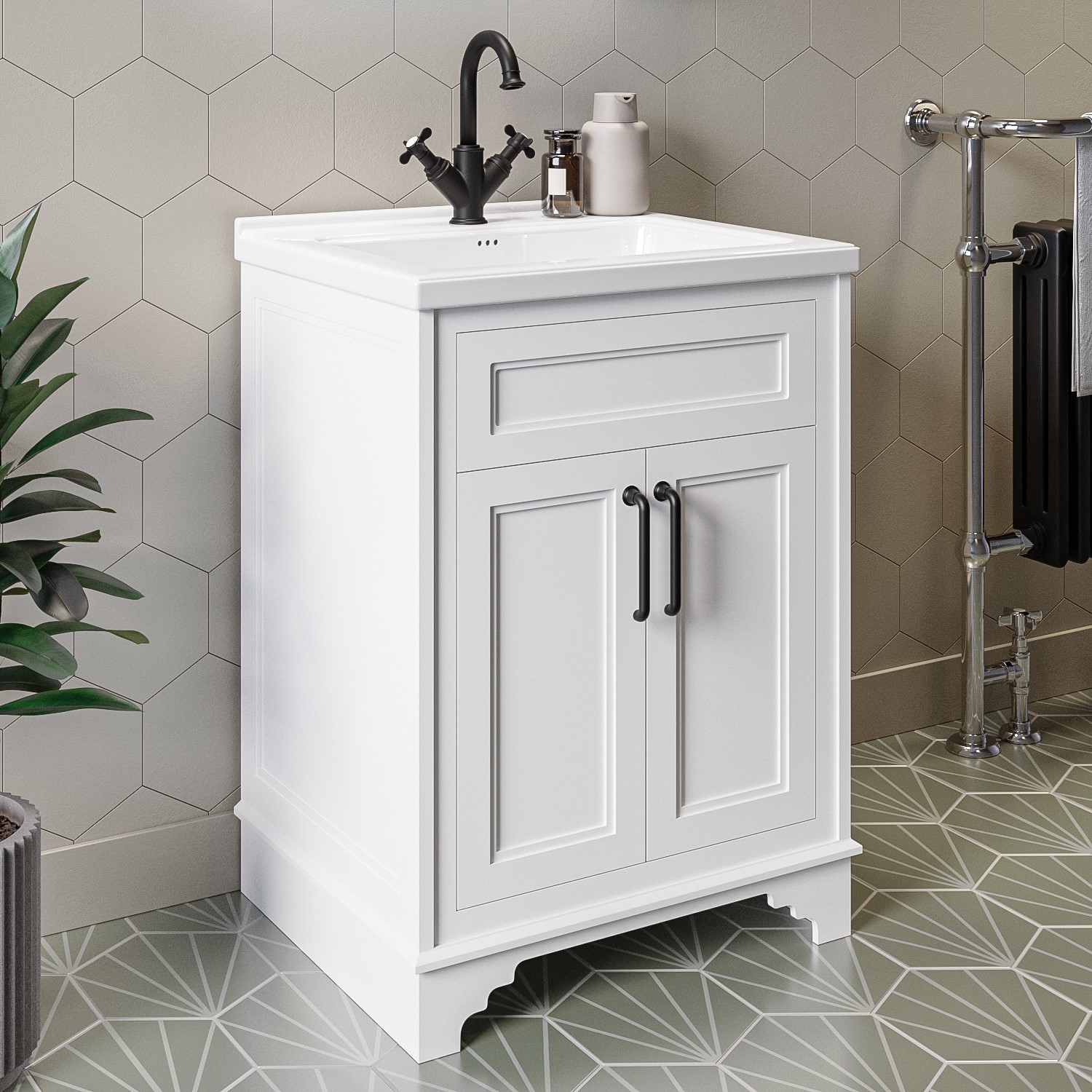 600mm White Freestanding Vanity Unit With Basin Camden Better Bathrooms