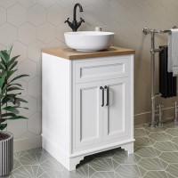 600mm White Freestanding Countertop Vanity Unit with Basin - Camden 600mm White Freestanding Countertop Vanity Unit with Basin - Camden
