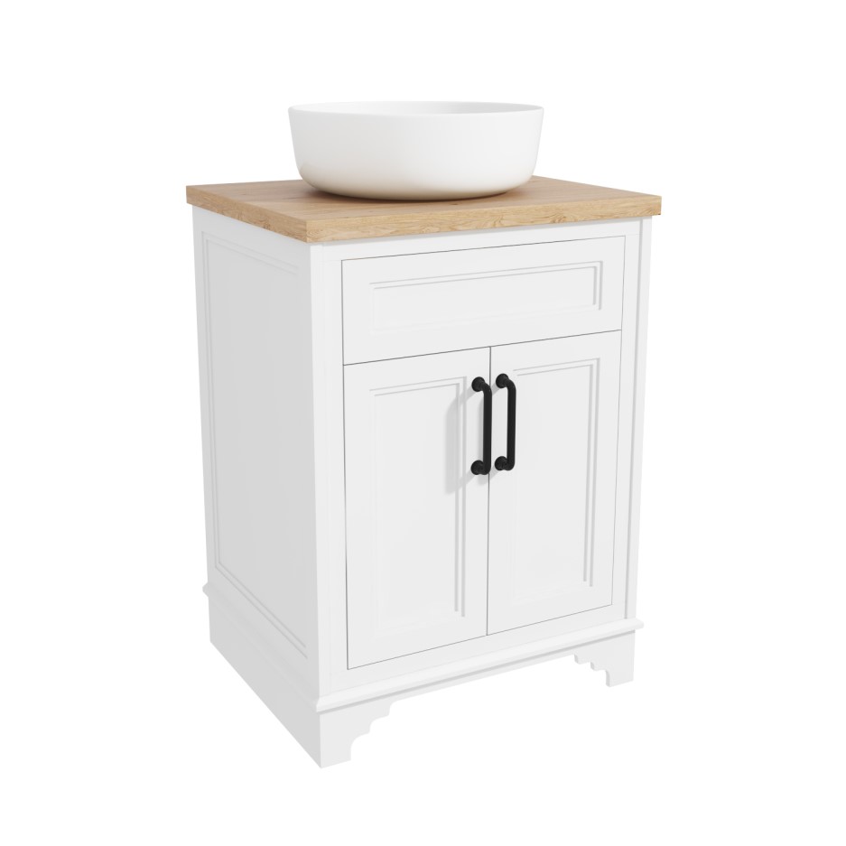 600mm White Freestanding Countertop Vanity Unit with Basin Camden