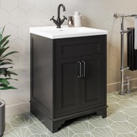 600mm Black Freestanding Vanity Unit with Basin - Camden 600mm Black Freestanding Vanity Unit with Basin - Camden