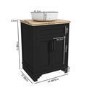 Grade A2 - 600mm Black Freestanding Countertop Vanity Unit with Basin - Camden