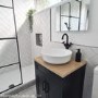 Grade A2 - 600mm Black Freestanding Countertop Vanity Unit with Basin - Camden