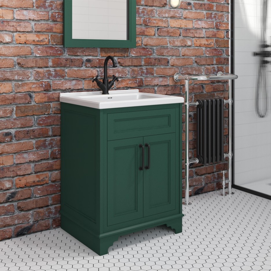 600mm Green Freestanding Vanity Unit with Basin Camden Better Bathrooms