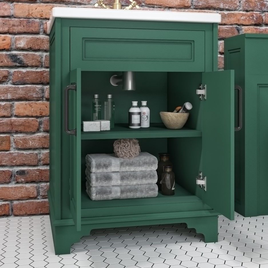 600mm Green Freestanding Vanity Unit with Basin Camden Better Bathrooms