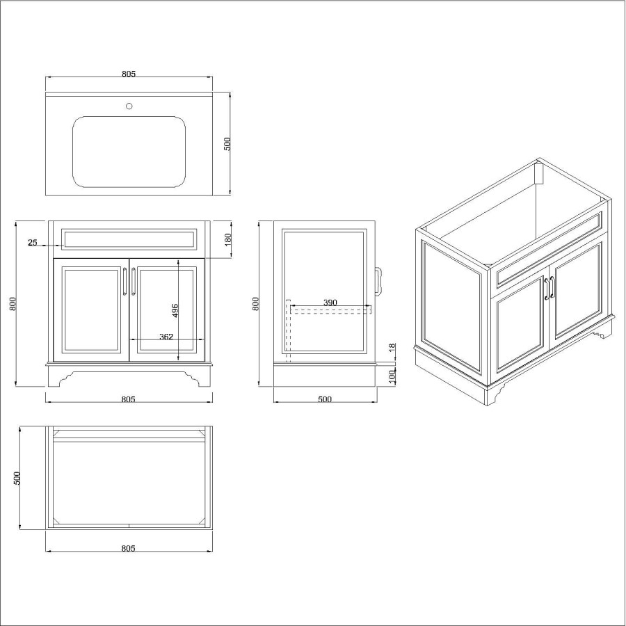 GRADE A1 - 800mm White Freestanding Vanity Unit with Basin - Camden