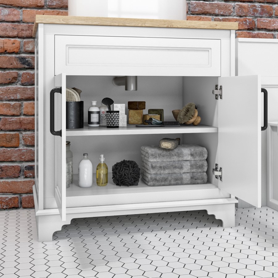 Grade A2 - 800mm White Freestanding Countertop Vanity Unit with Basin - Camden