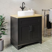 800mm Black Freestanding Countertop Vanity Unit with Basin - Camden 800mm Black Freestanding Countertop Vanity Unit with Basin - Camden