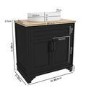 Grade A2 - 800mm Black Freestanding Countertop Vanity Unit with Basin - Camden