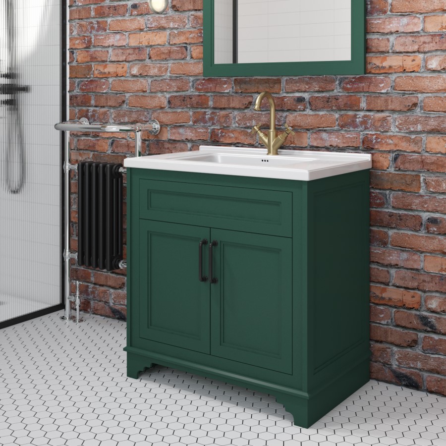 GRADE A2 - 805mm Green Freestanding Vanity Unit with Basin - Camden