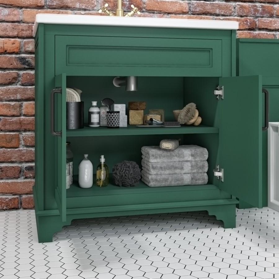 GRADE A2 - 805mm Green Freestanding Vanity Unit with Basin - Camden