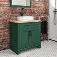 800mm Green Freestanding Countertop Vanity Unit with Basin - Camden 800mm Green Freestanding Countertop Vanity Unit with Basin - Camden