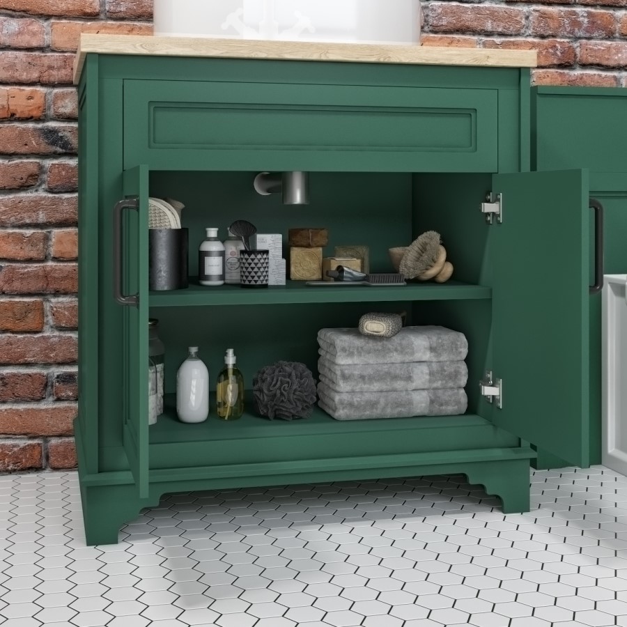 800mm Green Freestanding Countertop Vanity Unit with Basin - Camden