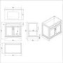800mm Green Freestanding Countertop Vanity Unit with Basin - Camden