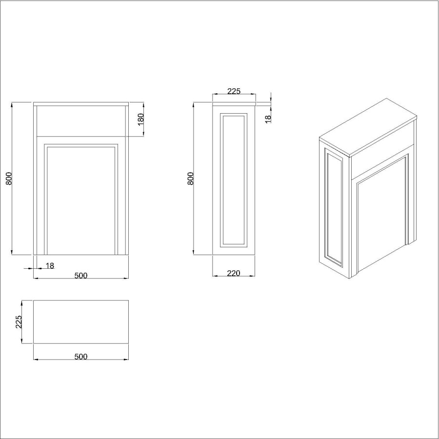 500mm White Back to Wall Unit with Traditional Toilet - Camden