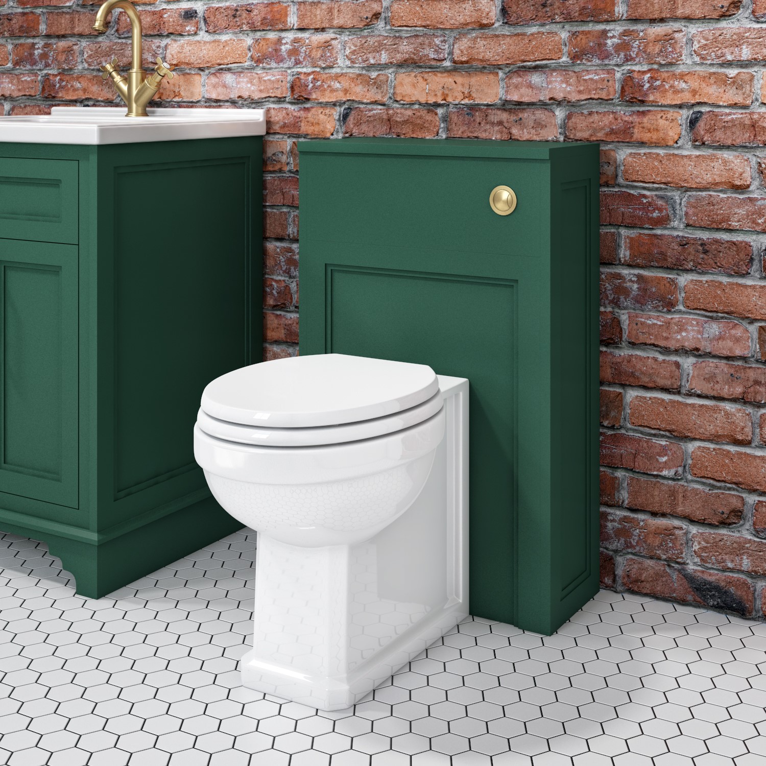 500mm Green Back to Wall Unit with Traditional Toilet - Camden