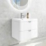 Grade A1 - 600mm White Wall Hung Vanity Unit with Basin and Brass Handles - Empire