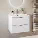 600mm White Wall Hung Vanity Unit with Basin and Chrome Handles - Empire