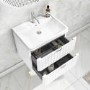 Grade A1 - 600mm White Wall Hung Vanity Unit with Basin and Brass Handles - Empire