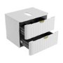 600mm White Wall Hung Countertop Vanity Unit with Brass Handles -Empire