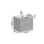 Grade A1 - 600mm Grey Wall Hung Vanity Unit with Basin and Brass Handles - Empire