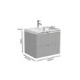 Grade A1 - 600mm Grey Wall Hung Vanity Unit with Basin and Brass Handles - Empire