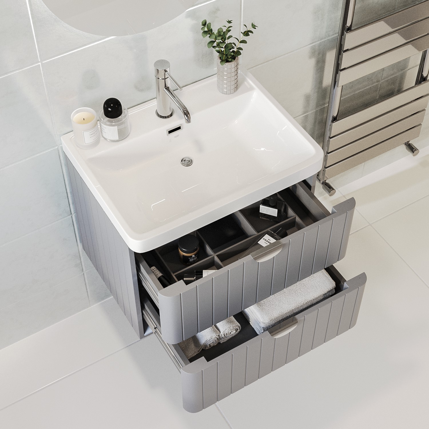 600mm Wall Hung Grey Vanity Unit With Basin Empire Better Bathrooms 600mm Wall Hung Grey Vanity Unit With Basin Empire Better Bathrooms