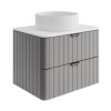 600mm Grey Wall Hung Countertop Vanity Unit with Basin and Chrome Handles - Empire