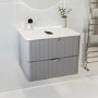 600mm Grey Wall Hung Countertop Vanity Unit with Chrome Handles -Empire