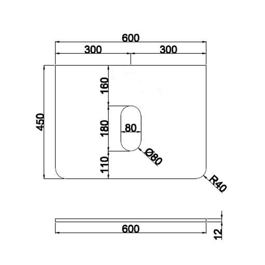 600mm Grey Wall Hung Countertop Vanity Unit with Chrome Handles -Empire