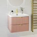 600mm Pink Wall Hung Vanity Unit with Basin and Brass Handles - Empire