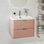 600mm Pink Wall Hung Vanity Unit with Basin and Chrome Handles - Empire