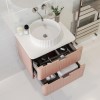 600mm Pink Wall Hung Countertop Vanity Unit with Basin and Chrome Handles - Empire