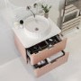 600mm Pink Wall Hung Countertop Vanity Unit with Basin and Chrome Handles - Empire