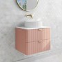 600mm Nude Wall Hung Vanity Unit with Marble Top Countertop Basin & Brushed Brass Handles- Empire