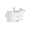 800mm White Wall Hung Vanity Unit with Basin and Brass Handles - Empire