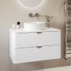 800mm White Wall Hung Countertop Vanity Unit with Basin and Chrome Handles - Empire