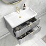 800mm Grey Wall Hung Vanity Unit with Basin and Brass Handles - Empire