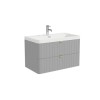 800mm Grey Wall Hung Vanity Unit with Basin and Brass Handles - Empire