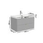 800mm Grey Wall Hung Vanity Unit with Basin and Brass Handles - Empire