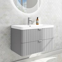 800mm Grey Wall Hung Vanity Unit with Basin and Chrome Handles - Empire