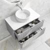 800mm Grey Wall Hung Countertop Vanity Unit with Basin and Chrome Handles - Empire