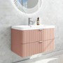Grade A1 - 800mm Pink Wall Hung Vanity Unit with Basin and Chrome Handles - Empire
