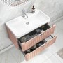 Grade A2 - 800mm Pink Wall Hung Vanity Unit with Basin and Chrome Handles - Empire