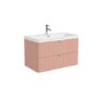Grade A2 - 800mm Pink Wall Hung Vanity Unit with Basin and Chrome Handles - Empire