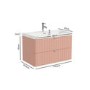 Grade A1 - 800mm Pink Wall Hung Vanity Unit with Basin and Chrome Handles - Empire