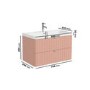 Grade A2 - 800mm Pink Wall Hung Vanity Unit with Basin and Chrome Handles - Empire