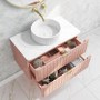800mm Pink Wall Hung Countertop Vanity Unit with Basin and Brass Handles - Empire