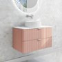 800mm Nude Wall Hung Vanity Unit with Marble Top Countertop Basin & Brushed Chrome Handles- Empire