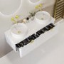 1200mm White Wall Hung Countertop Double Vanity Unit with Basins and Brass Handles - Empire